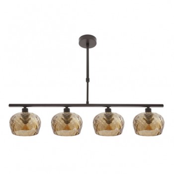 Distribuidor - Lâmpadas Diversas | Lâmpadas Modernas | LAMPARA ESTELA 4XE14 MARRON REGX75X13 CM C/TULIPAS CRISTAL TALLADO AMBAR Ref: 196854002